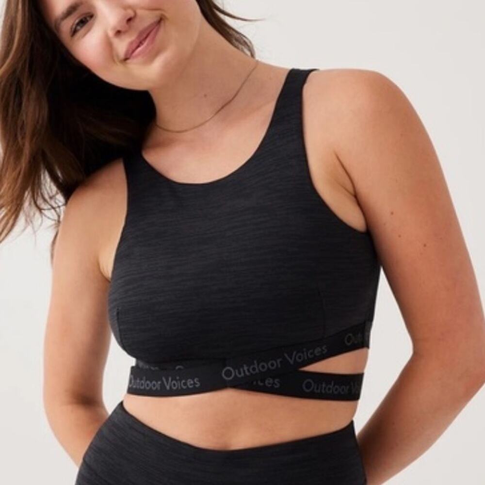 Outdoor Voices Move Free Criss Cross TechSweat Night Crop Top Sports Bra